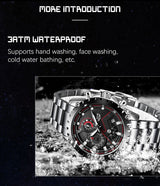 LIGE Fashion Mens Watches Top Luxury Brand Silver Stainless Steel 30m Waterproof Quartz Watch for Men Army Military Chronograph