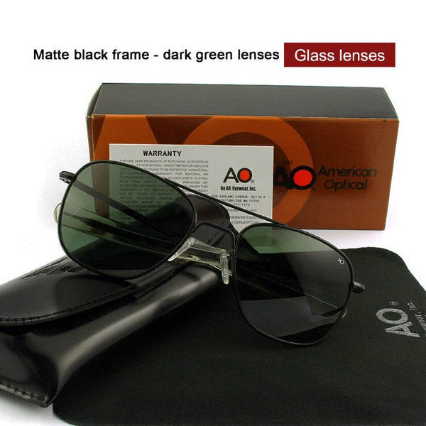 Pilot AO Sun Glasses Men Brand Designer American Army Military Glass Lens Male Sunglasses OP55 OP57 Top quality