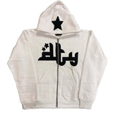 Y2K Men Hoodies Fashion Star Graphics Print Hooded Sweatshirts Sport Coat Gothic Grunge Oversized Women Zip Up Hoodies Jacket