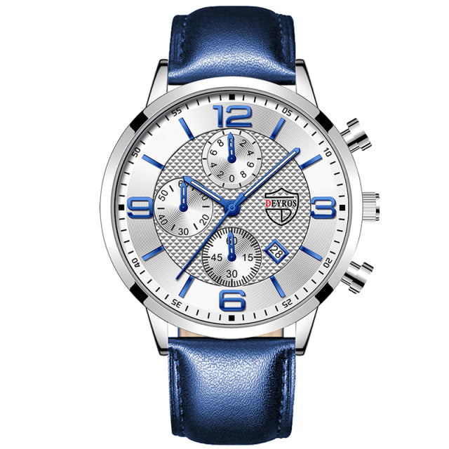 Luxury Men Leather Quartz WristWatch  Leather Bracelet Watch Sports