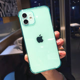 Candy Color Transparent Silicone Case For iPhone 12 11 13 Pro Max 7 8 Plus X XR XS Max 7 SE 2020 Fashion Camera Protection Shell